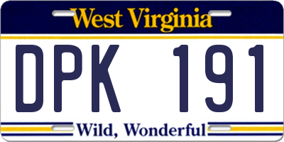 WV license plate DPK191