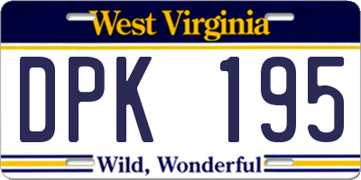 WV license plate DPK195