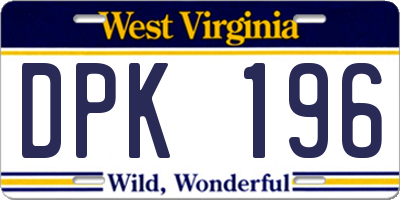 WV license plate DPK196