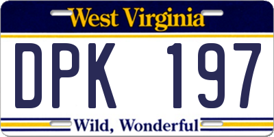 WV license plate DPK197