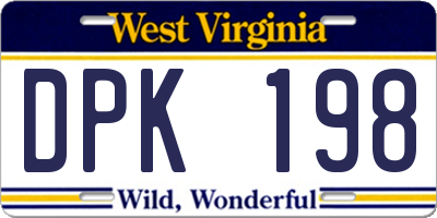 WV license plate DPK198