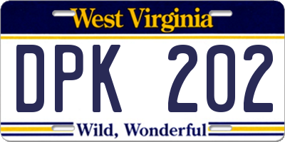 WV license plate DPK202