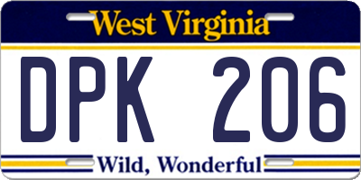 WV license plate DPK206