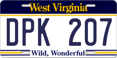 WV license plate DPK207