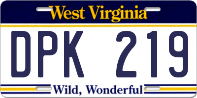 WV license plate DPK219