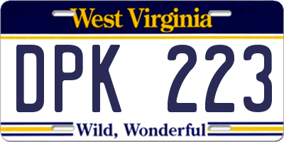 WV license plate DPK223
