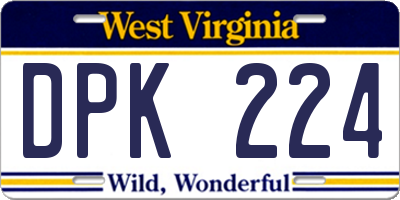 WV license plate DPK224