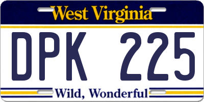 WV license plate DPK225
