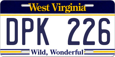 WV license plate DPK226