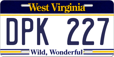 WV license plate DPK227