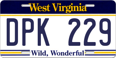 WV license plate DPK229