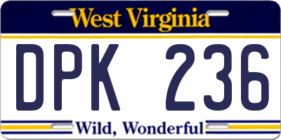 WV license plate DPK236