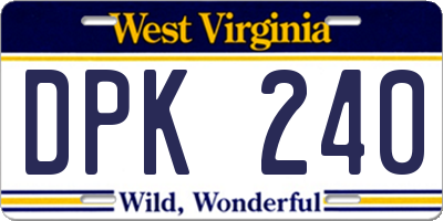 WV license plate DPK240