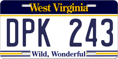 WV license plate DPK243
