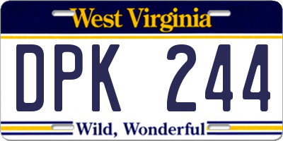 WV license plate DPK244