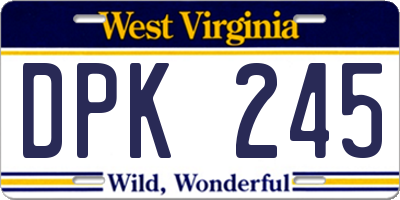 WV license plate DPK245