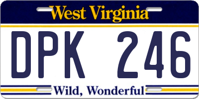 WV license plate DPK246