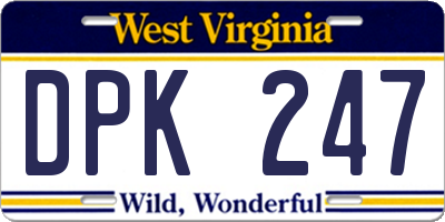 WV license plate DPK247
