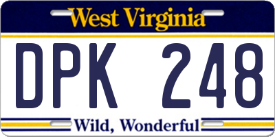 WV license plate DPK248