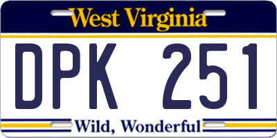 WV license plate DPK251