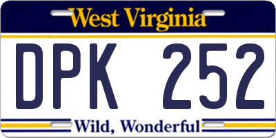 WV license plate DPK252