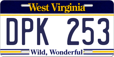 WV license plate DPK253