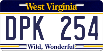WV license plate DPK254