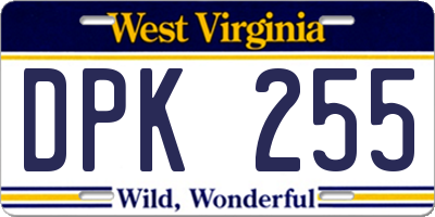 WV license plate DPK255