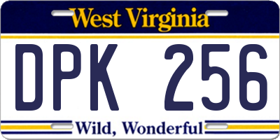 WV license plate DPK256