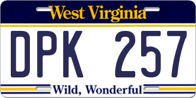 WV license plate DPK257