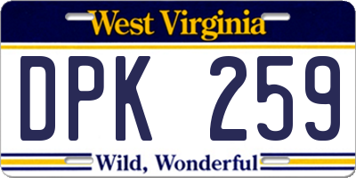 WV license plate DPK259