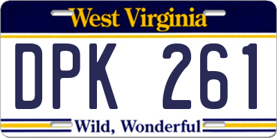 WV license plate DPK261