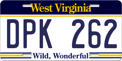 WV license plate DPK262