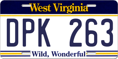 WV license plate DPK263