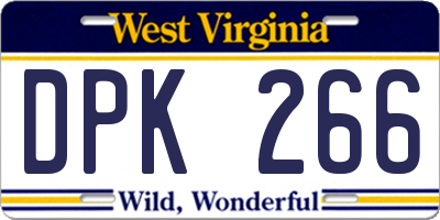 WV license plate DPK266