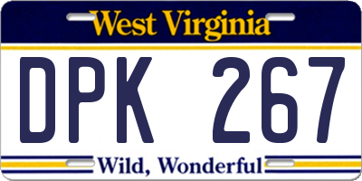 WV license plate DPK267