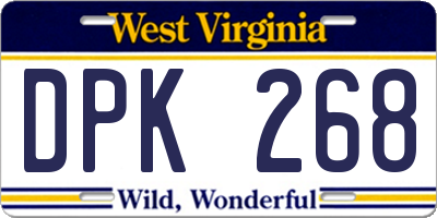 WV license plate DPK268