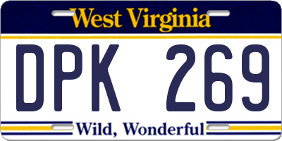 WV license plate DPK269