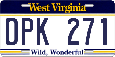 WV license plate DPK271