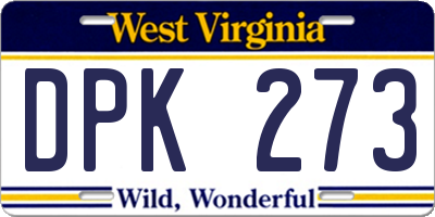 WV license plate DPK273