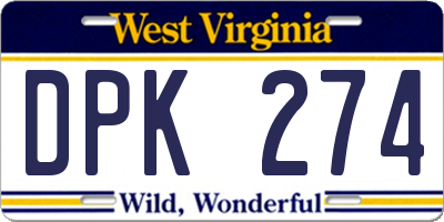 WV license plate DPK274