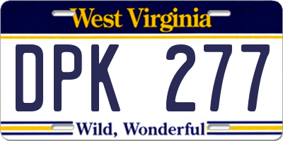 WV license plate DPK277