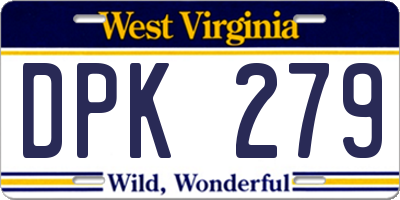 WV license plate DPK279