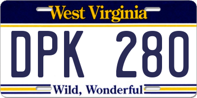 WV license plate DPK280