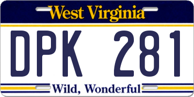 WV license plate DPK281