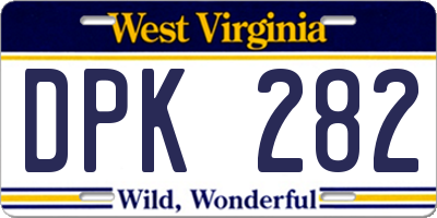WV license plate DPK282