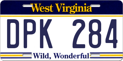 WV license plate DPK284