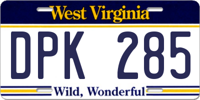 WV license plate DPK285