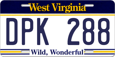 WV license plate DPK288