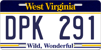 WV license plate DPK291